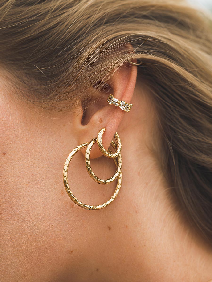 35MM TEXTURED HOOPS LARGE EARRINGS