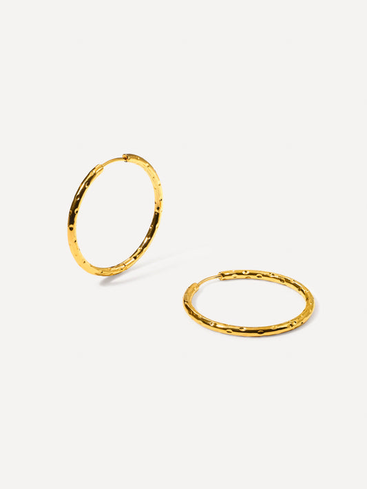 35MM TEXTURED HOOPS LARGE EARRINGS